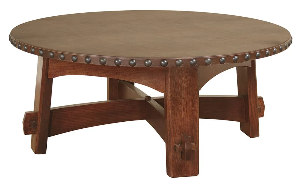 Commemorative Coffee Table with Leather Top
