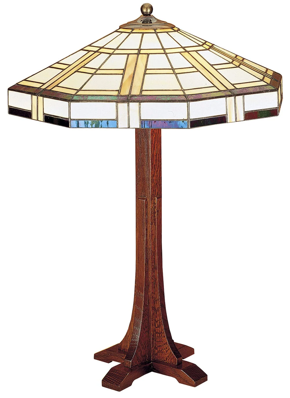 Cross Base Table Lamp with Art Glass Shade - Image 2
