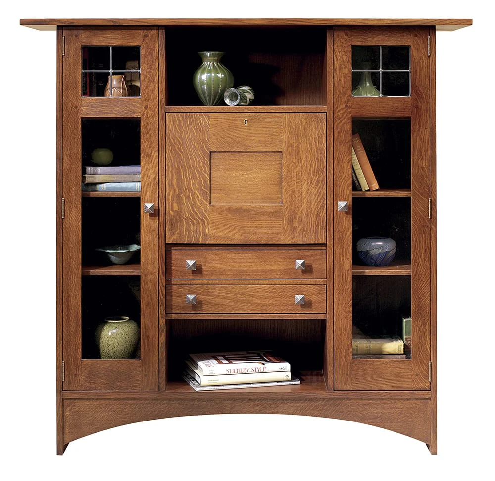 Harvey Ellis Fall-Front Bookcase with Glass Doors