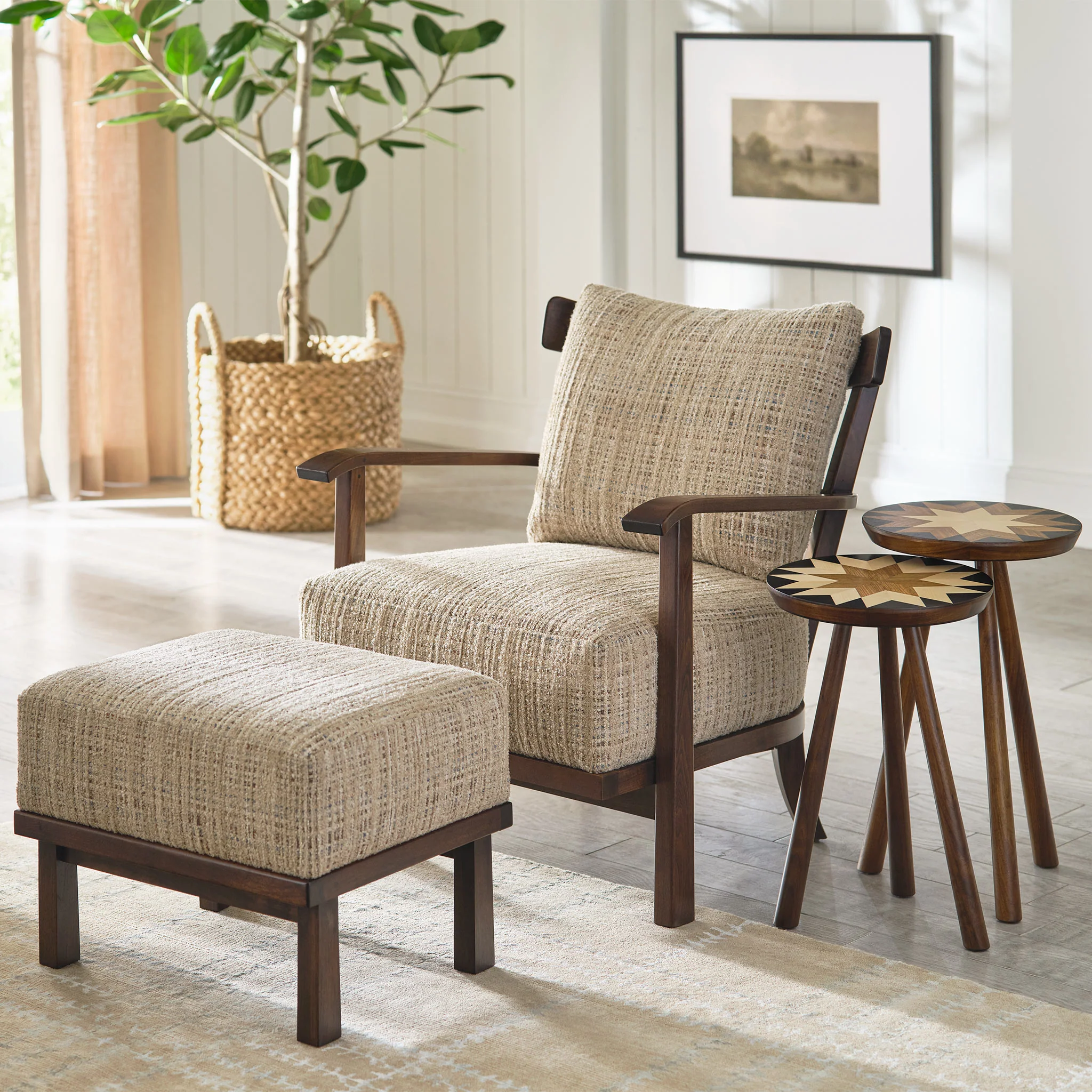 Hudson Valley Wood-Frame Ottoman - Image 2