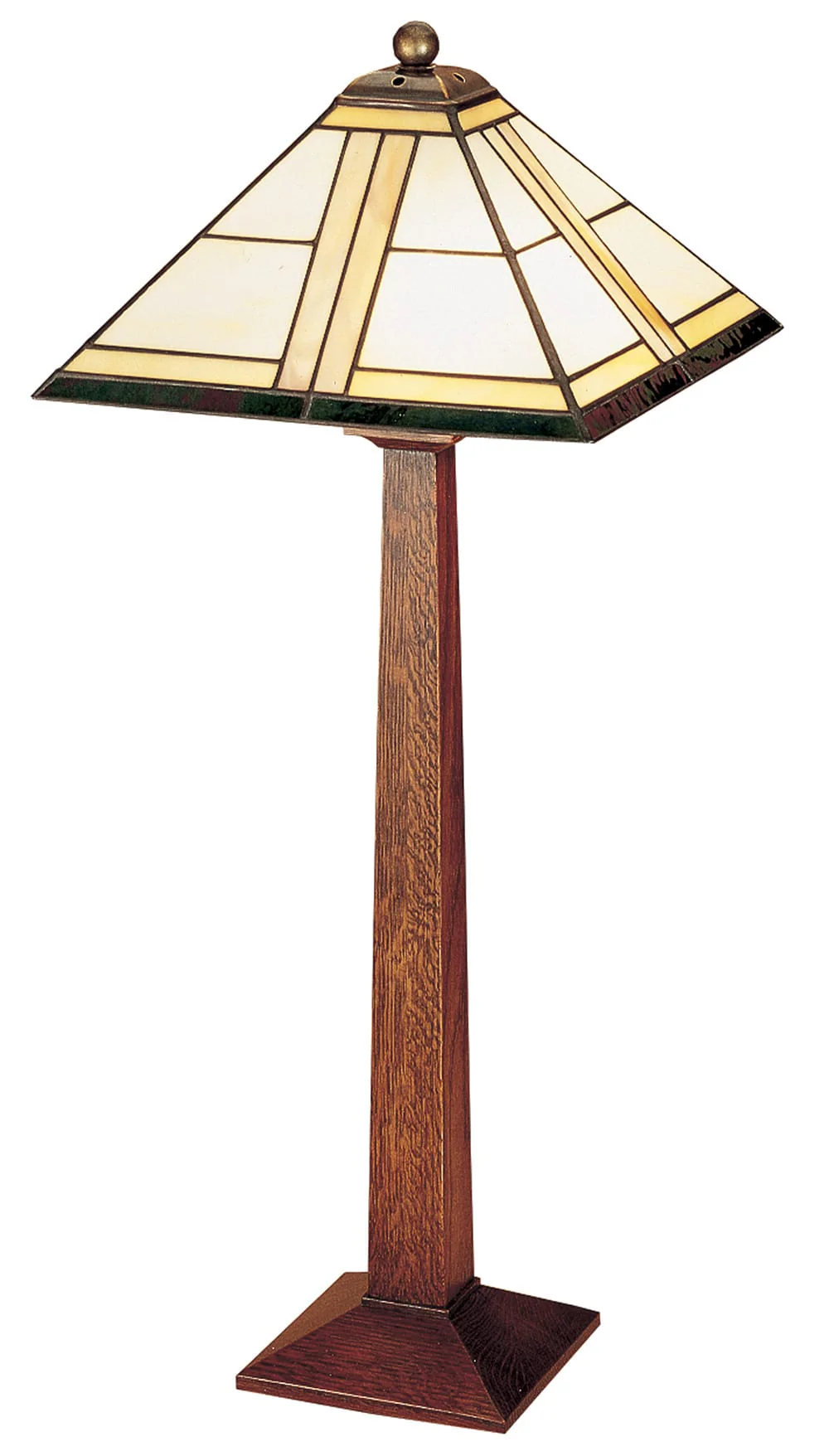 Square Base Table Lamp with Art Glass Shade - Image 2