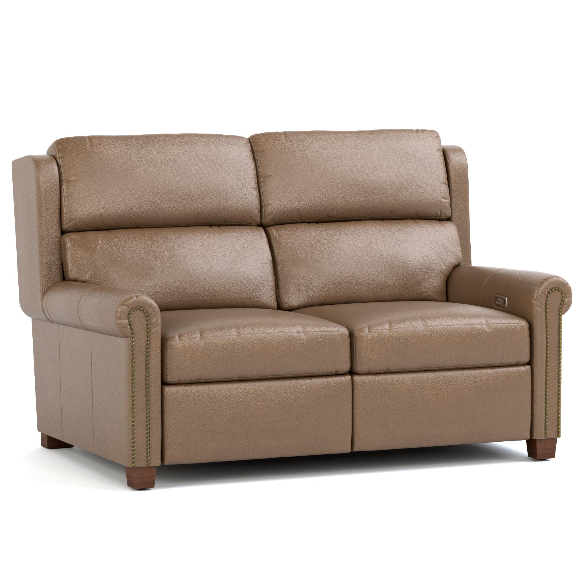 Woodlands Small Roll Arm Motion Loveseat with Nails - Image 3
