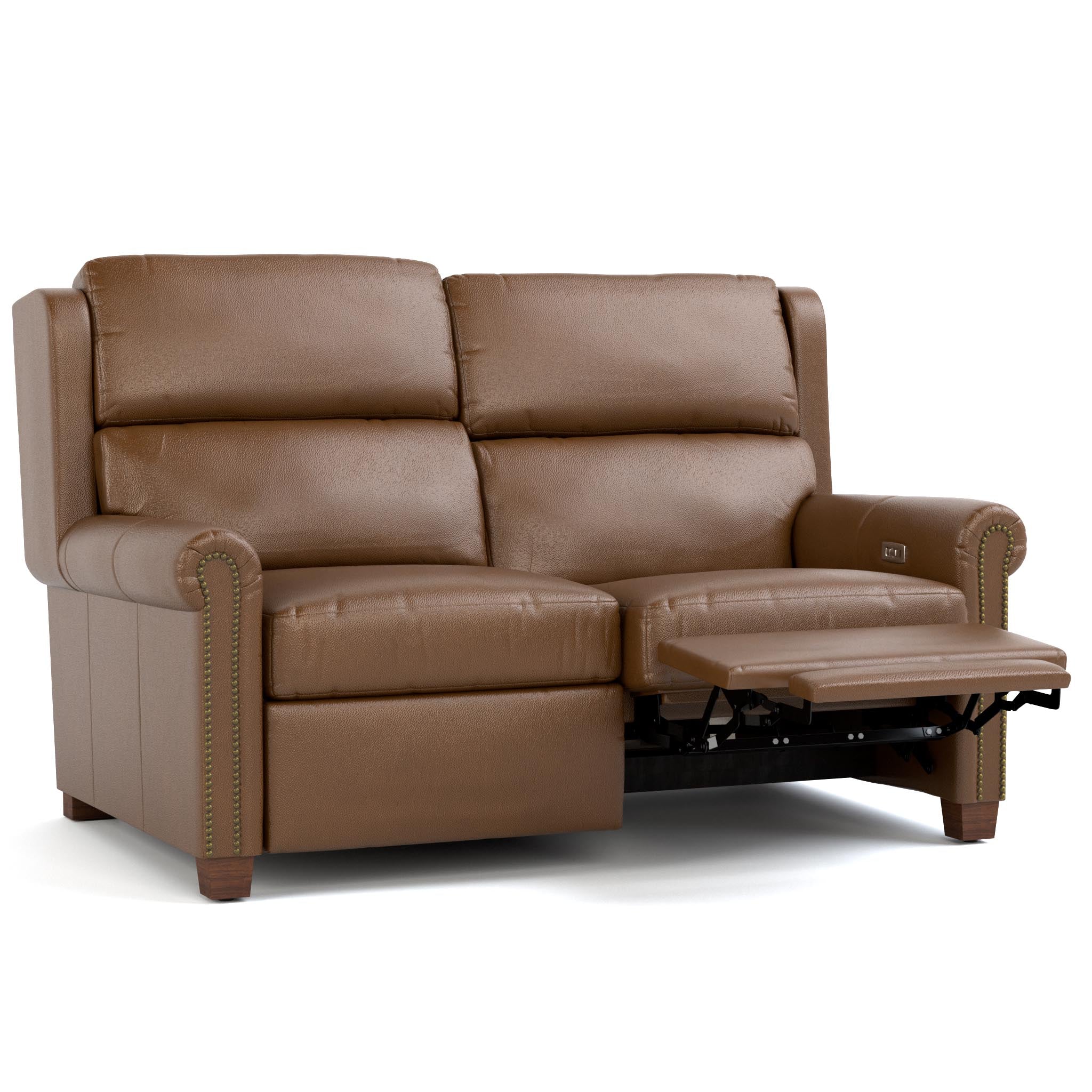 Woodlands Small Roll Arm Motion Loveseat with Nails - Image 4
